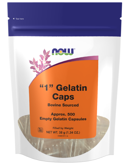 Empty Capsules, Gelatin, #1 - 500 gel caps bag front