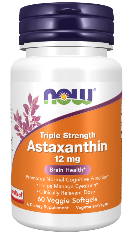 Astaxanthin 12 mg, Triple Strength - 60 Veggie Softgels Bottle Front