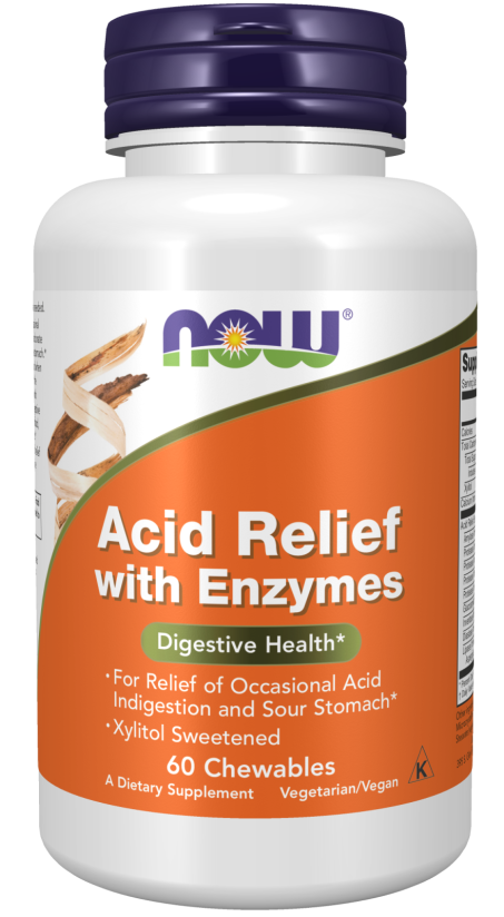 Acid Relief with Enzymes - 60 Chewables Bottle front