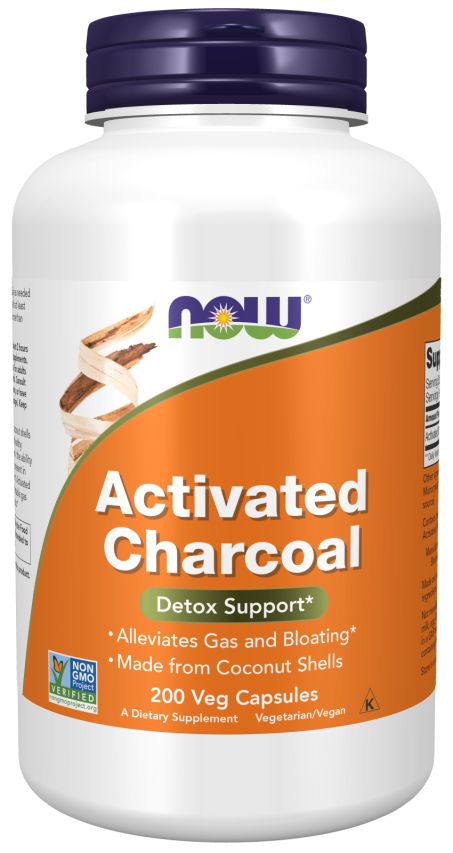 Activated Charcoal 200 Veg Capsules Bottle Front