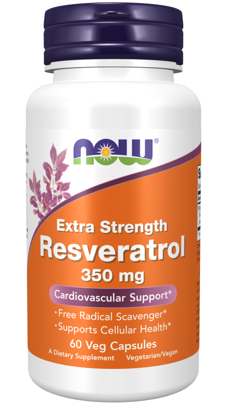 Resveratrol, Extra Strength 350 mg - 60 Veg Capsules Bottle Front