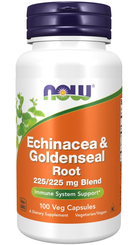 Echinacea & Goldenseal Root - 100 Veg Capsules Bottle Front
