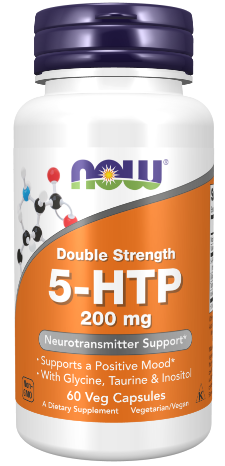 5-HTP, Double Strength 200 mg - 60 Veg Capsules Bottle Front