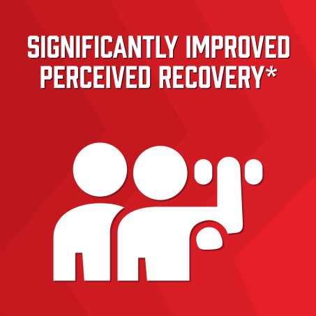"Significantly improved perceived recovery*" Icon of trainer helping athlete