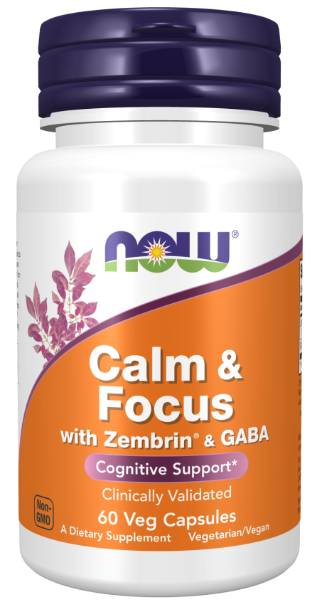 Calm & Focus with Zembrin® & GABA - 60 Veg Capsules Bottle Front