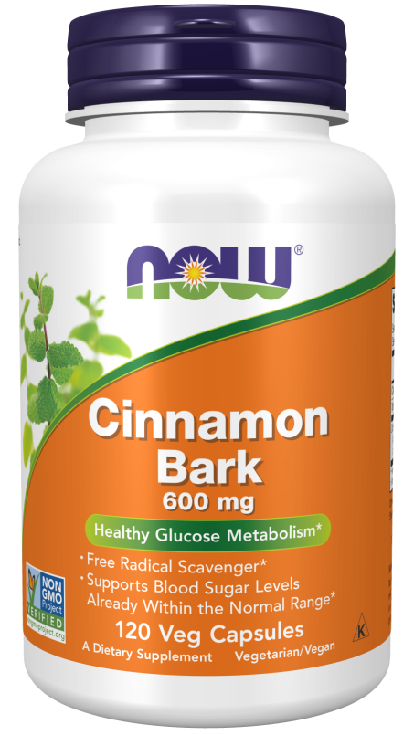 Cinnamon Bark 600 mg - 120 Veg Capsules Bottle Front