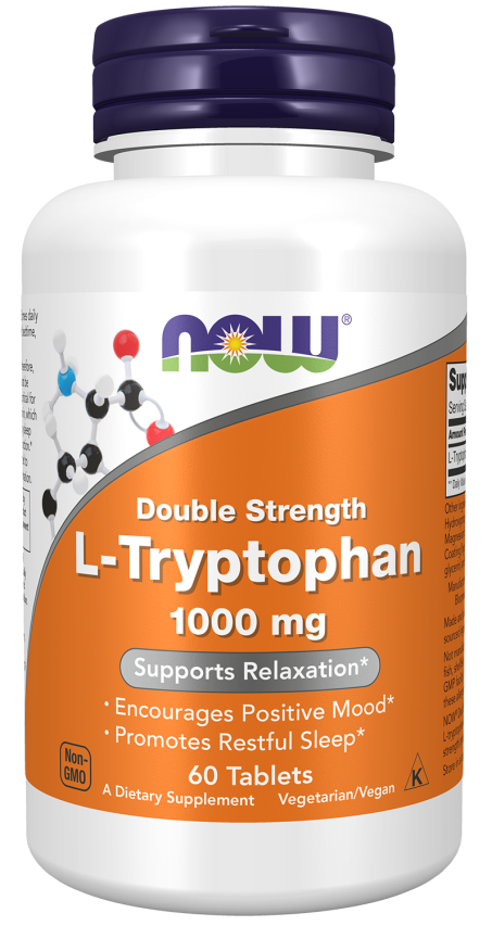 L-Tryptophan, Double Strength 1000 mg - 60 Tablets Bottle Front