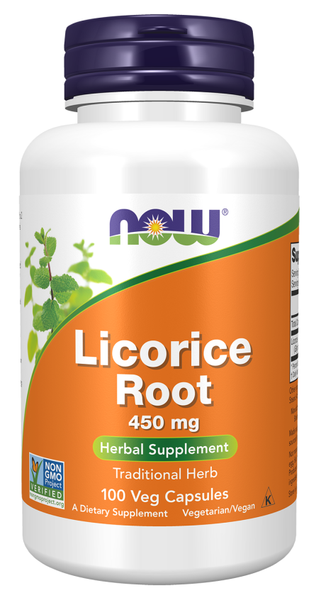 Licorice Root 450 mg - 100 Veg Capsules Bottle Front