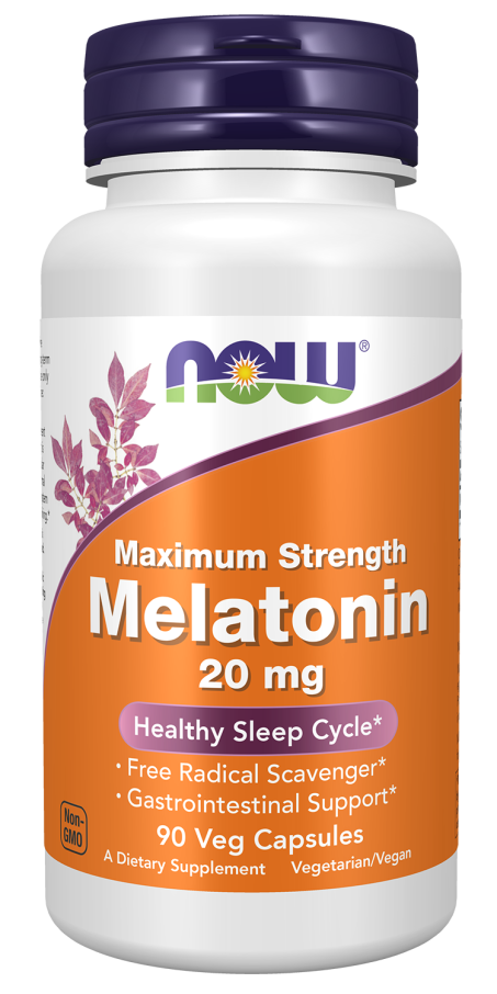 Melatonin, Maximum Strength 20 mg - 90 Veg Capsules Bottle Front