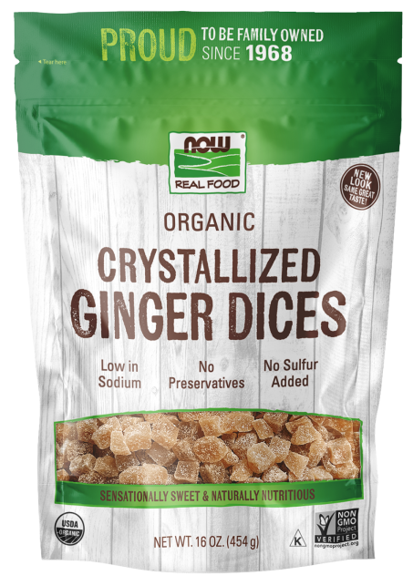 Ginger Dices, Crystallized & Organic - 16 oz. Bag Front