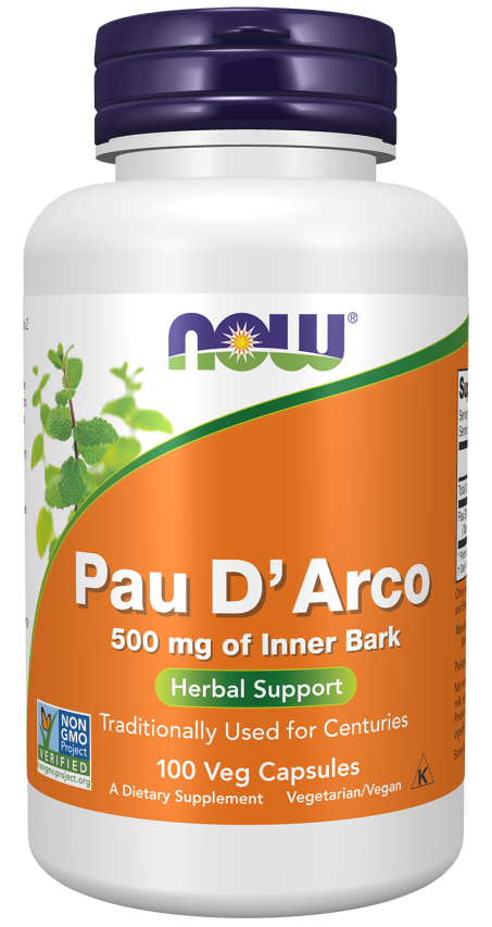 Pau D' Arco 500 mg - 100 Veg Capsules Bottle Front