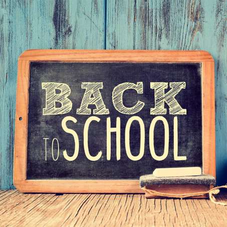 chalk board with Back To School written on it