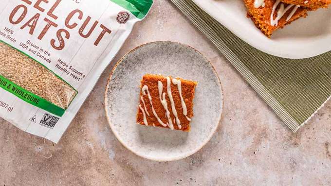 top view of a single Pumpkin Steel Cut Oat Bar 