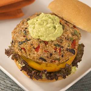 A grilled quinoa burger