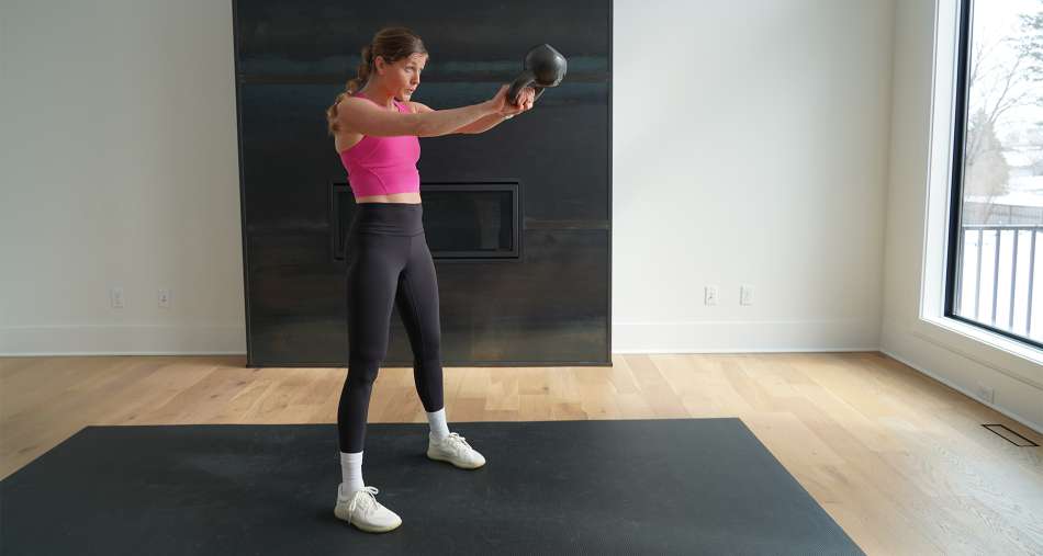 Lindsey Bomgren doing 20-30 Minute Kettlebell Drop Set workout