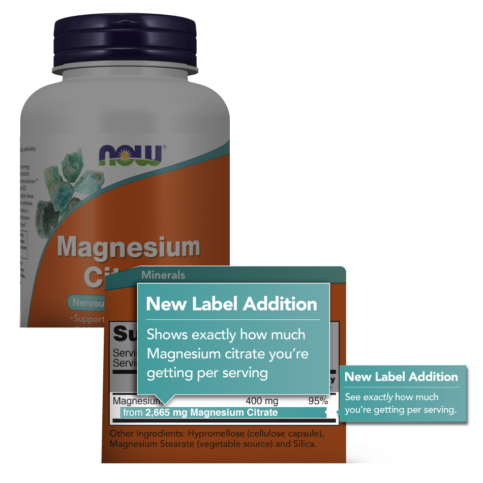 NOW Supplement Label Transparency Minerals & Amino Acids NOW Foods